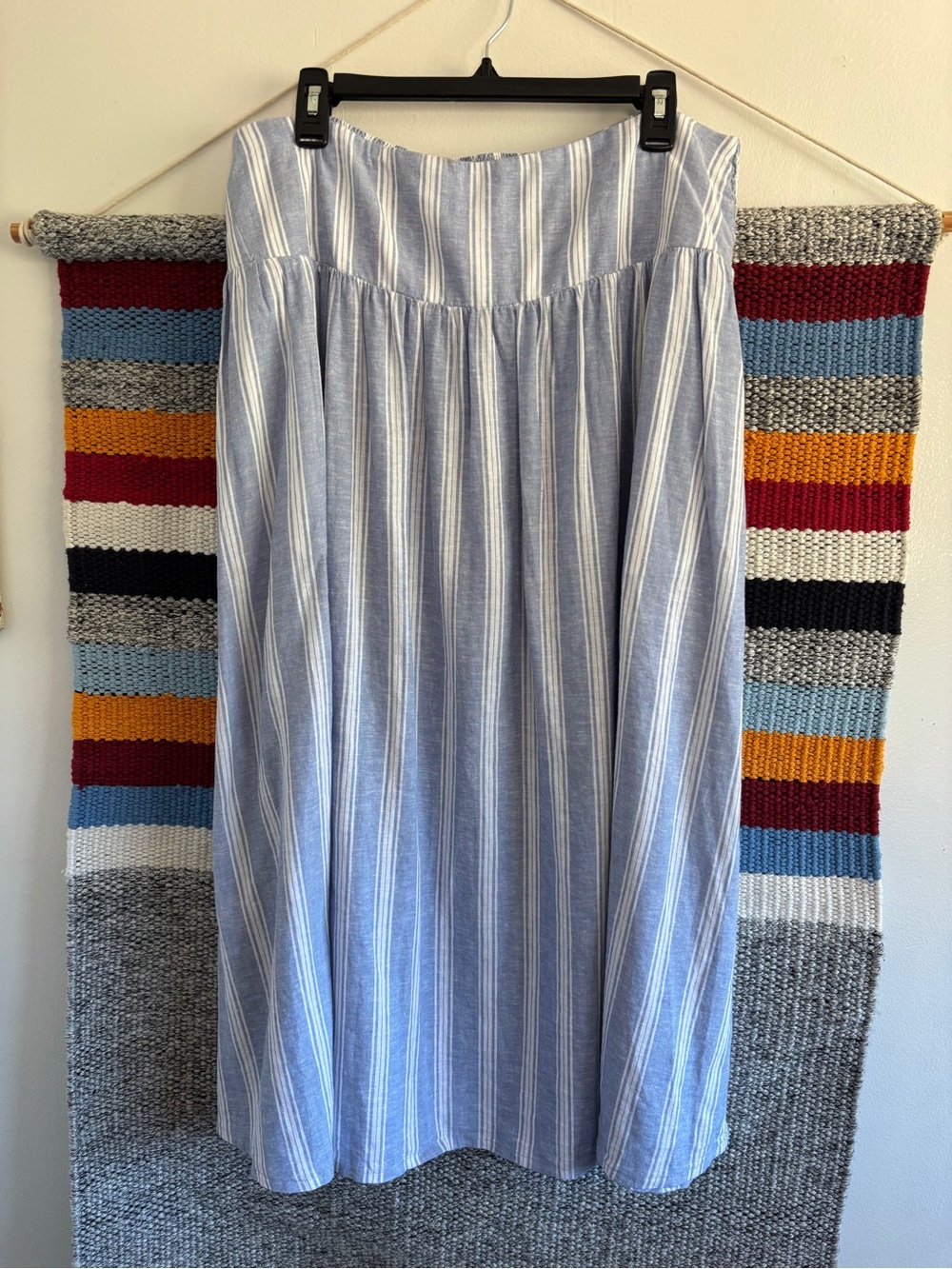 Caslon Light Blue & White Striped Maxi Skirt